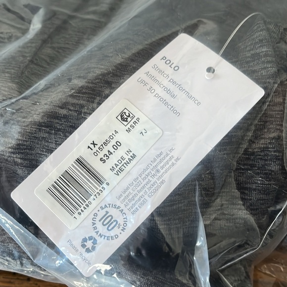 Jockey, NWT, still in bag! Grey, short sleeve polo shirt - Picture 3 of 5